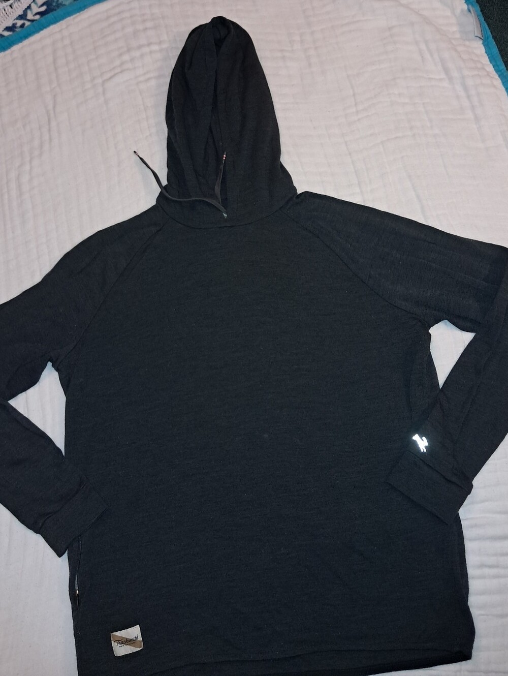 Tracksmith brand Mens size large quarter zip hooded wool blend top